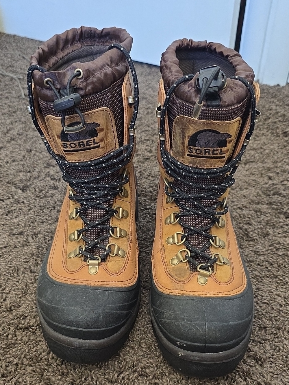 Sorel Tan and Black Insulated Lace-up Winter Boots